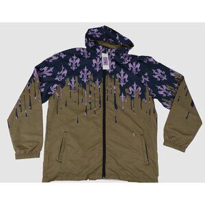 New Daylight Curfew Dripped Windbreaker Jacket Size XXXL Brown Fleur De Lis